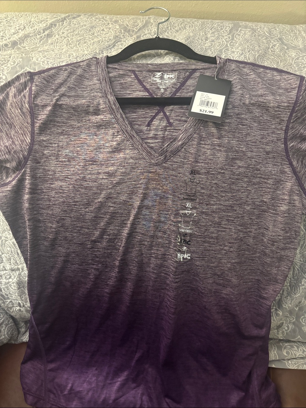 Epic Threads Purple Ombre V-Neck Active Tee